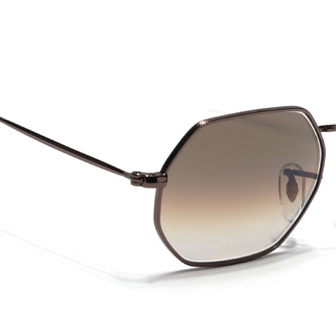 Malana | Brown & Clear Hexagonal Sunglasses | Brown Frame - MG7570