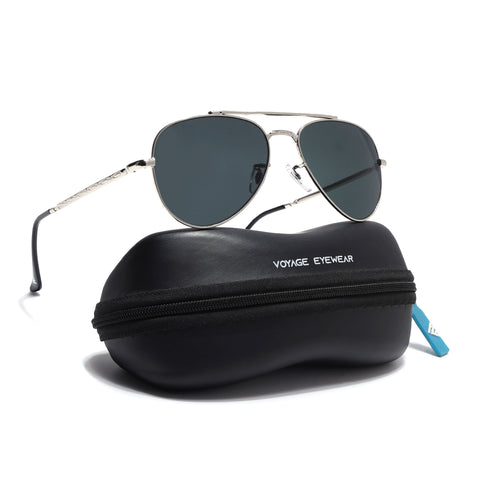 Malana | Black Aviator Sunglasses | Silver Frame - MG7620