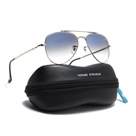 Malana | Blue & Clear Aviator Sunglasses | Silver Frame - MG7621