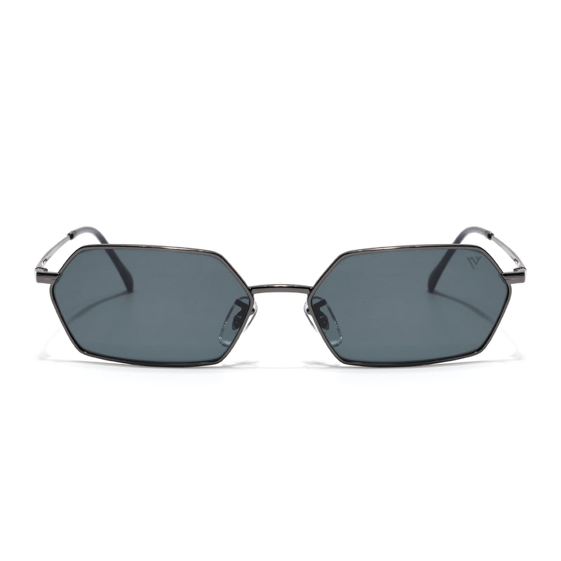 Malana | Black Hexagonal Sunglasses | Grey Frame - MG7631