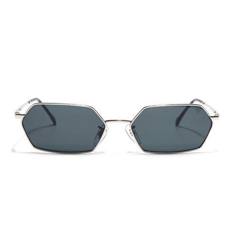Malana | Black Hexagonal Sunglasses | Silver Frame - MG7632