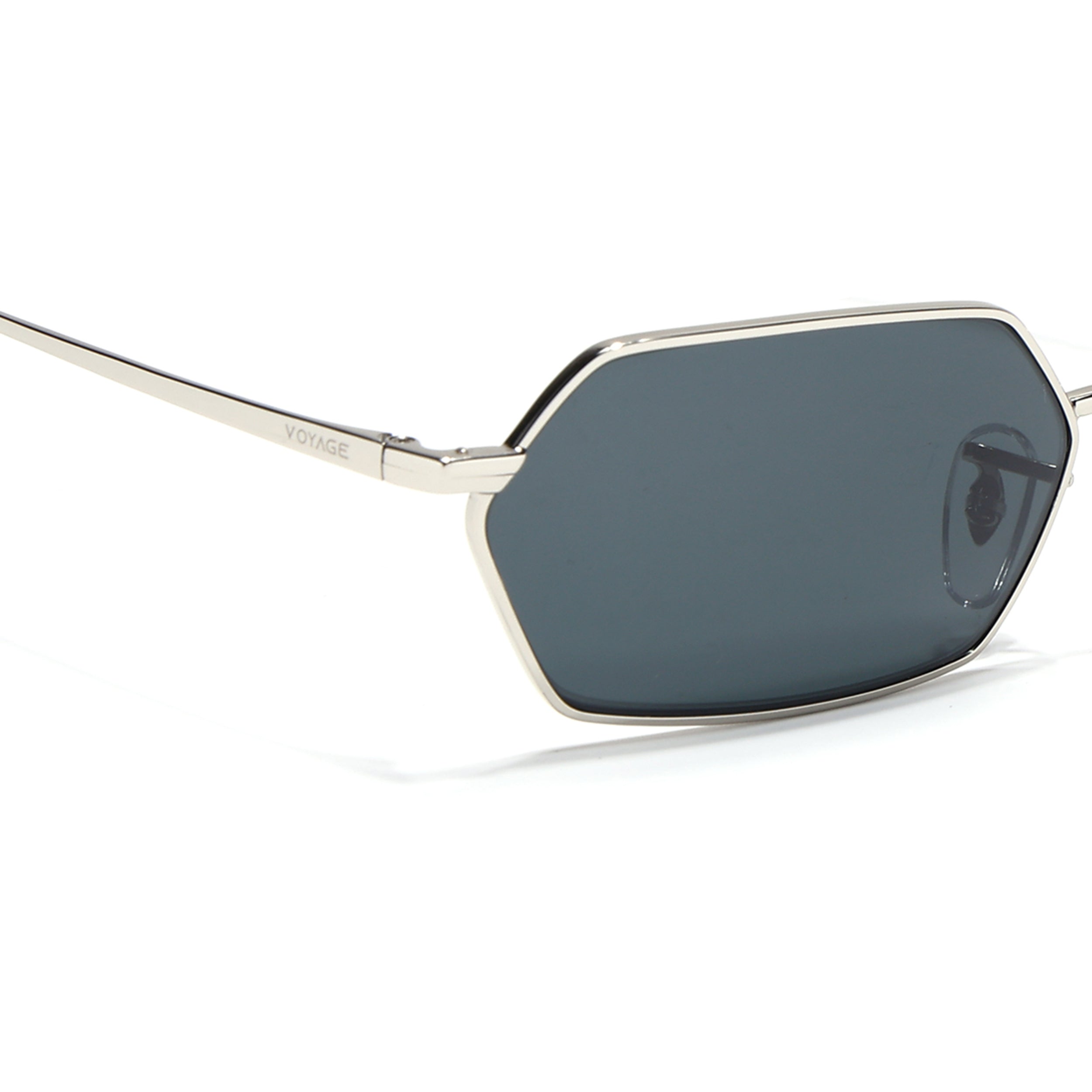 Malana | Black Hexagonal Sunglasses | Silver Frame - MG7632