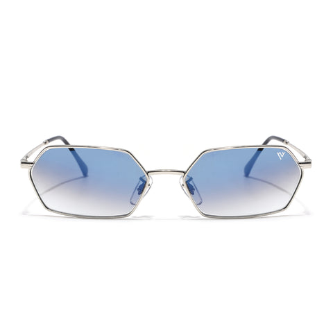 Malana | Blue & Clear Hexagonal Sunglasses | Silver Frame - MG7633