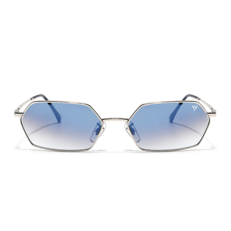 Malana | Blue & Clear Hexagonal Sunglasses | Silver Frame - MG7633