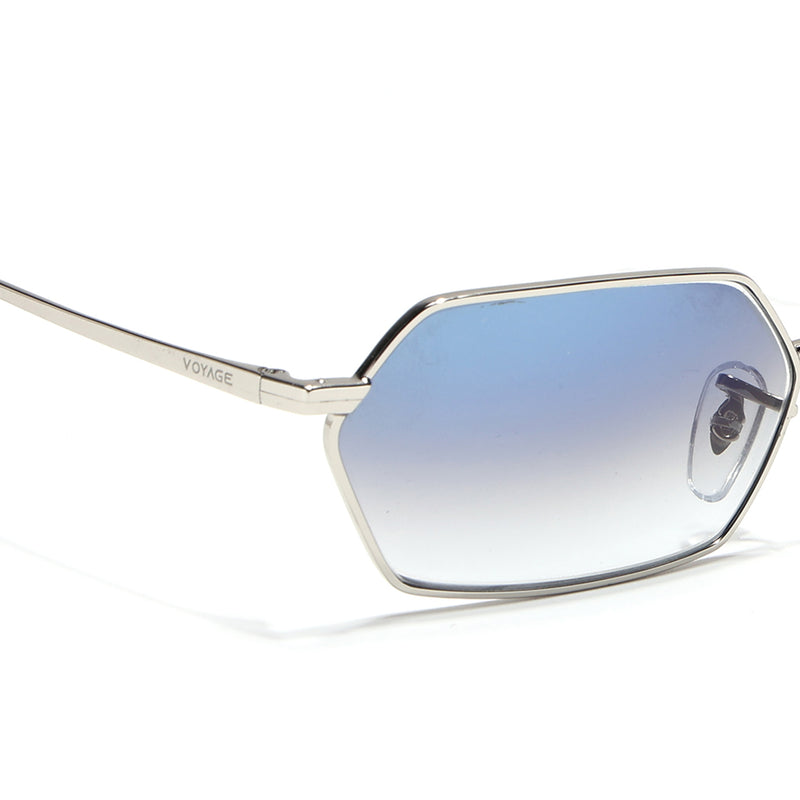 Malana | Blue & Clear Hexagonal Sunglasses | Silver Frame - MG7633