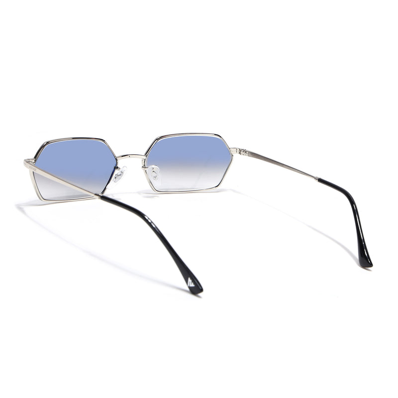 Malana | Blue & Clear Hexagonal Sunglasses | Silver Frame - MG7633