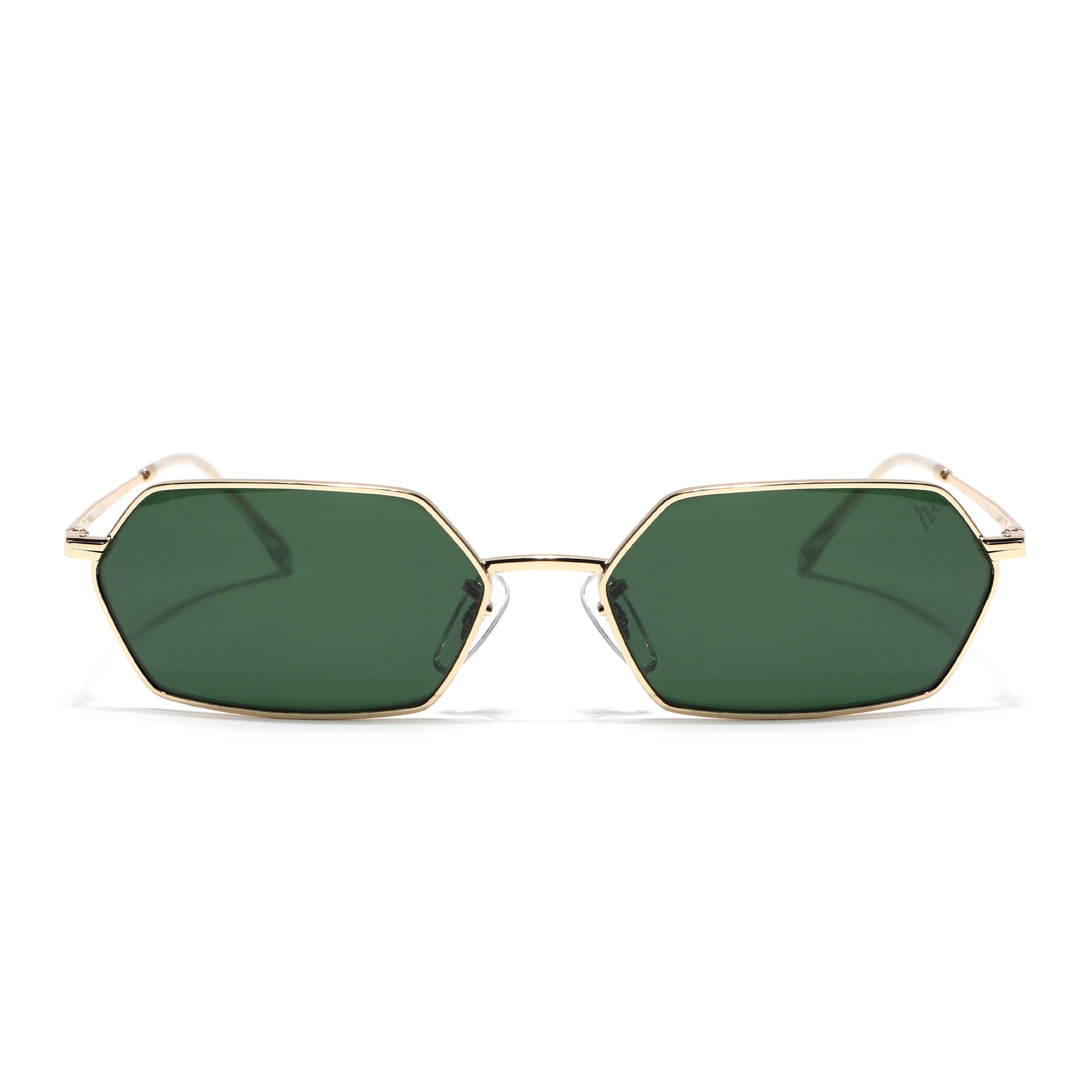 Hexagonal Sunglasses for Men & Women (Green Lens | Golden Frame - MG7634)