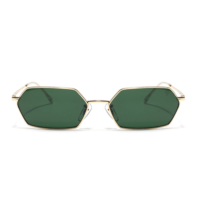 Malana | Green Hexagonal Sunglasses | Golden Frame - MG7634