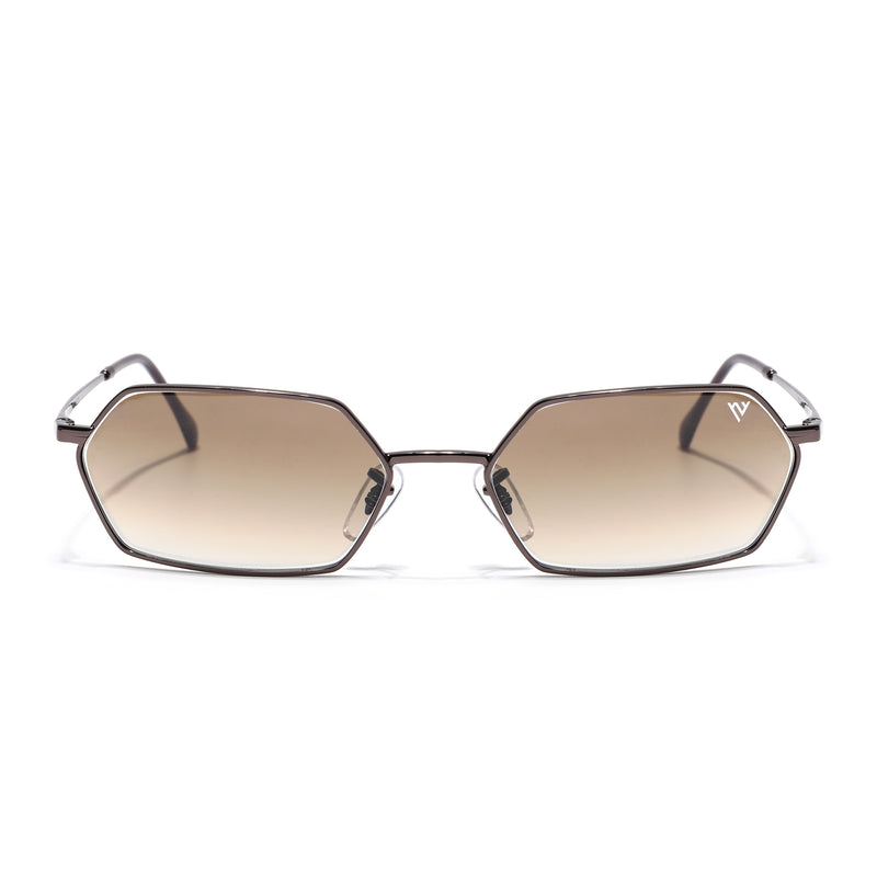 Malana | Brown & Clear Hexagonal Sunglasses | Brown Frame - MG7636