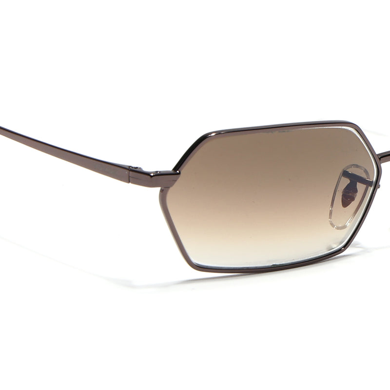 Malana | Brown & Clear Hexagonal Sunglasses | Brown Frame - MG7636