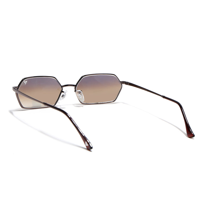 Malana | Brown & Clear Hexagonal Sunglasses | Brown Frame - MG7636