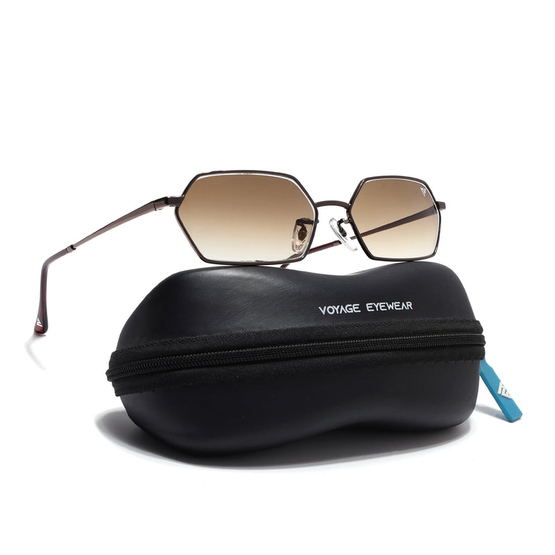 Malana | Brown & Clear Hexagonal Sunglasses | Brown Frame - MG7636