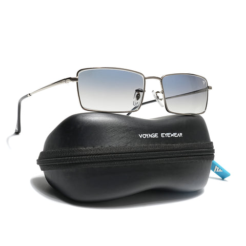 Malana | Blue & Clear Rectangle Sunglasses | Silver Frame - MG7740