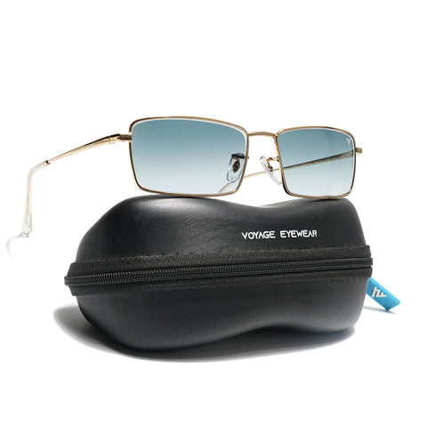 Malana | Grey & Clear Rectangle Sunglasses | Golden Frame - MG7741