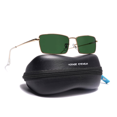 Malana | Green Rectangle Sunglasses Olive Lens | Golden Frame - MG7742