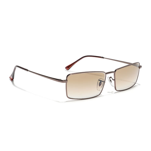Malana | Brown & Clear Rectangle Sunglasses | Brown Frame - MG7743