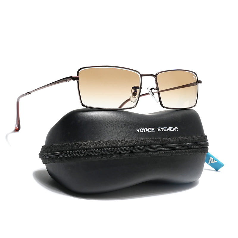 Malana | Brown & Clear Rectangle Sunglasses | Brown Frame - MG7743