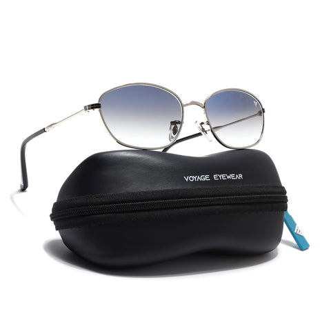 Malana | Blue & Clear Oval Sunglasses | Silver Frame - MG7627