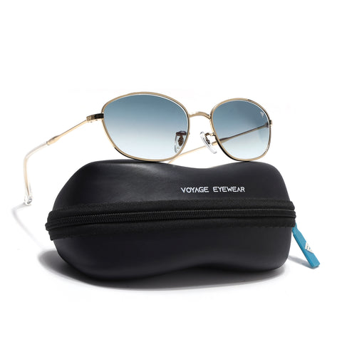 Malana | Grey & Clear Oval Sunglasses | Golden Frame - MG7629