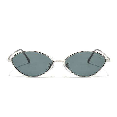 Malana | Black Oval Sunglasses | Silver Frame - MG7745