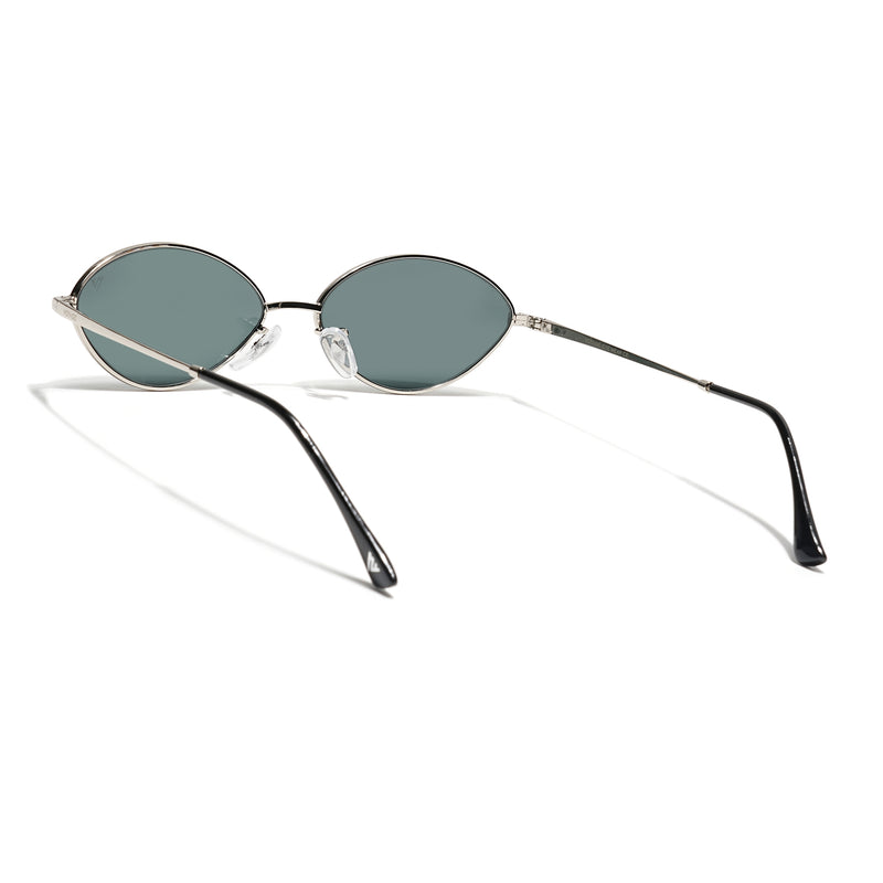 Malana | Black Oval Sunglasses | Silver Frame - MG7745