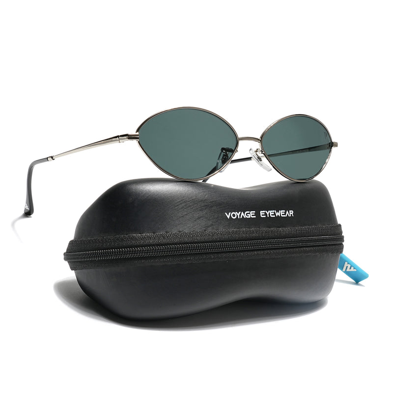 Malana | Black Oval Sunglasses | Silver Frame - MG7745