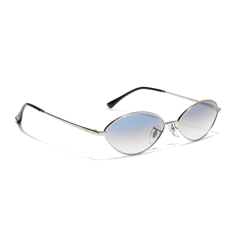 Malana | Blue & Clear Oval Sunglasses | Silver Frame - MG7746