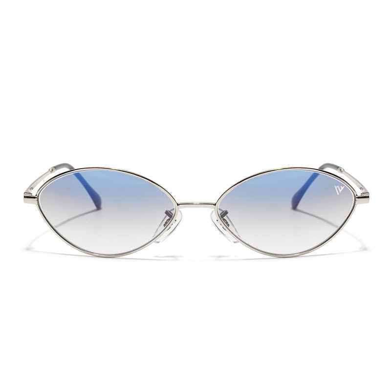 Malana | Blue & Clear Oval Sunglasses | Silver Frame - MG7746