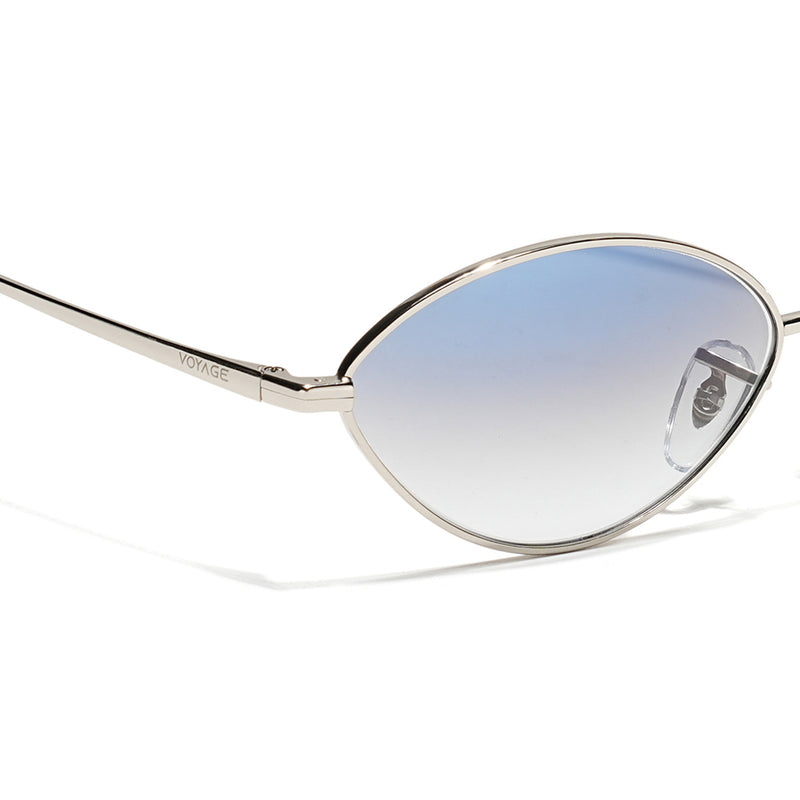 Malana | Blue & Clear Oval Sunglasses | Silver Frame - MG7746