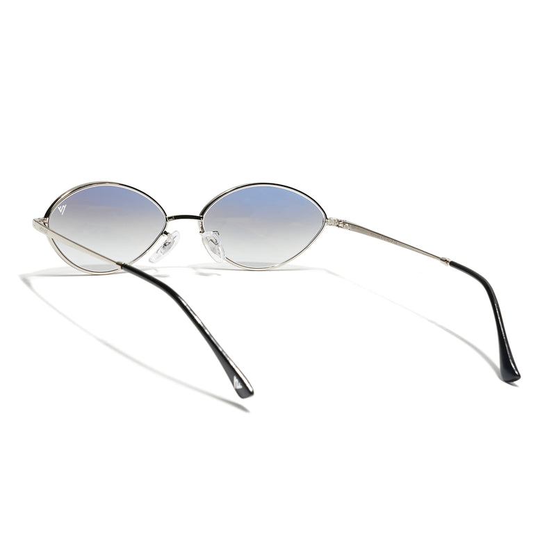 Malana | Blue & Clear Oval Sunglasses | Silver Frame - MG7746
