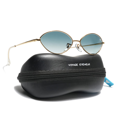 Malana | Grey & Clear Oval Sunglasses Golden Frame - MG7747