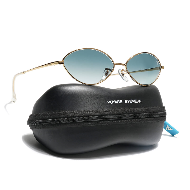 Malana | Grey & Clear Oval Sunglasses Golden Frame - MG7747