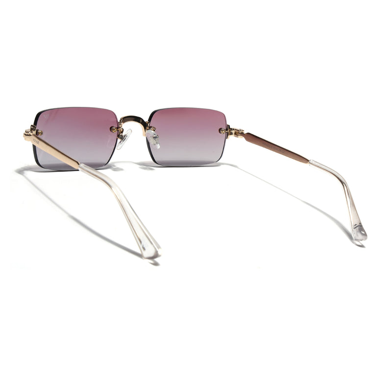 Rimless Sunglasses (Pink & Clear Lens | Golden Frame - EXMG9237)