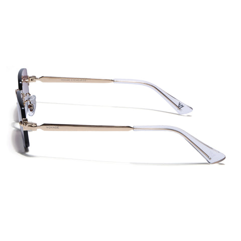 Rimless Sunglasses (Pink & Clear Lens | Golden Frame - EXMG9237)