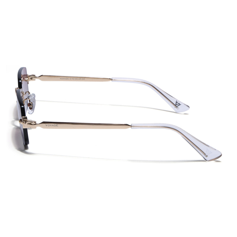 Rimless Sunglasses (Pink & Clear Lens | Golden Frame - EXMG9237)