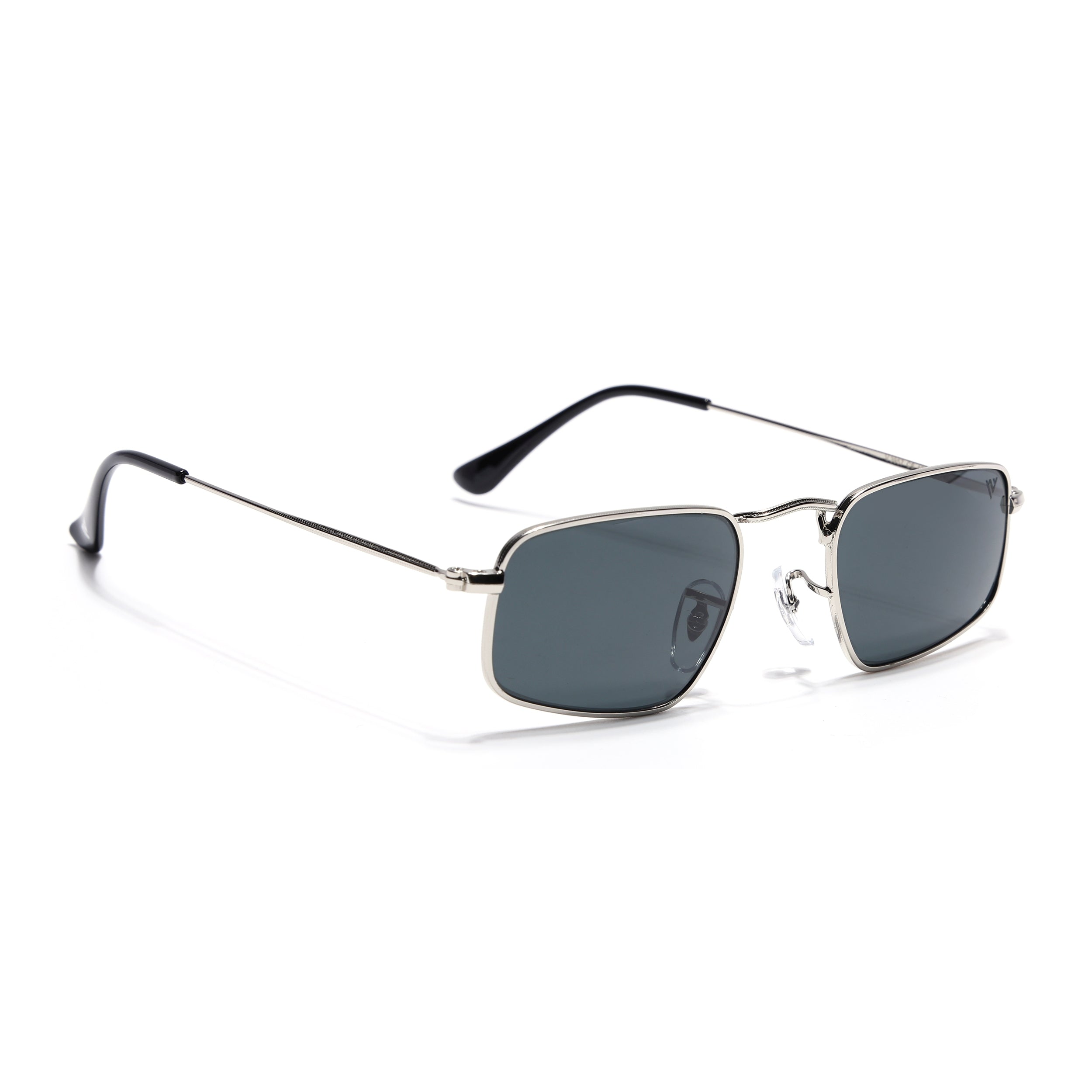 Rectangle Sunglasses for Men & Women (Black Lens | Silver Frame - MG7554)