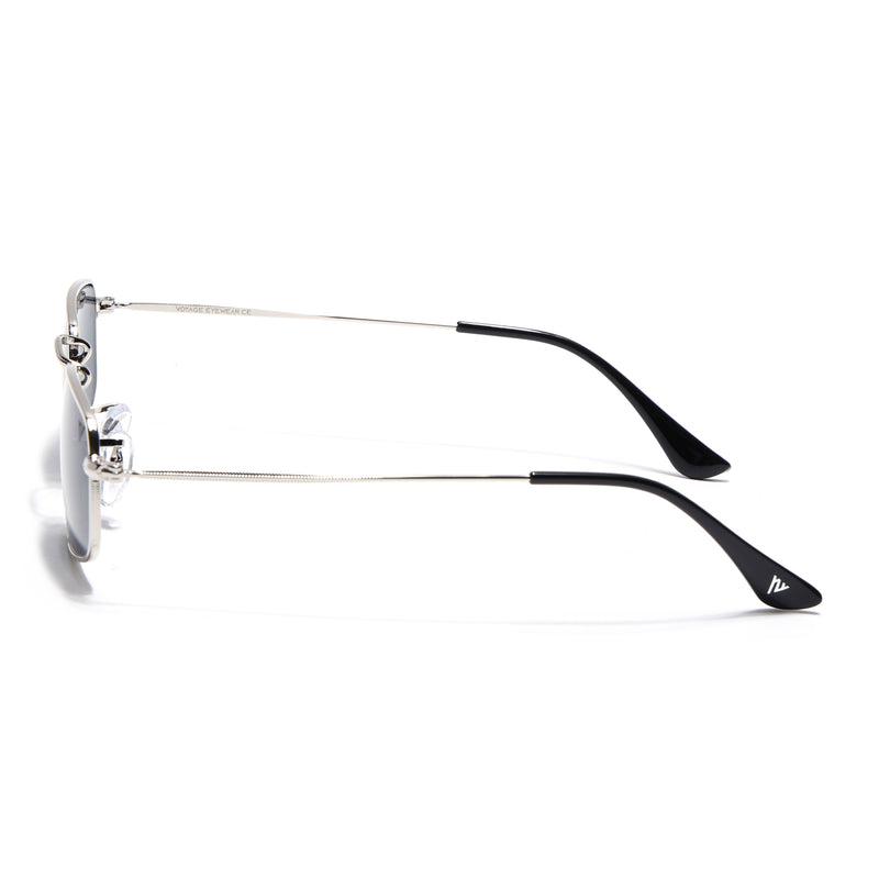 Malana | Black Rectangle Sunglasses | Silver Frame - MG7554