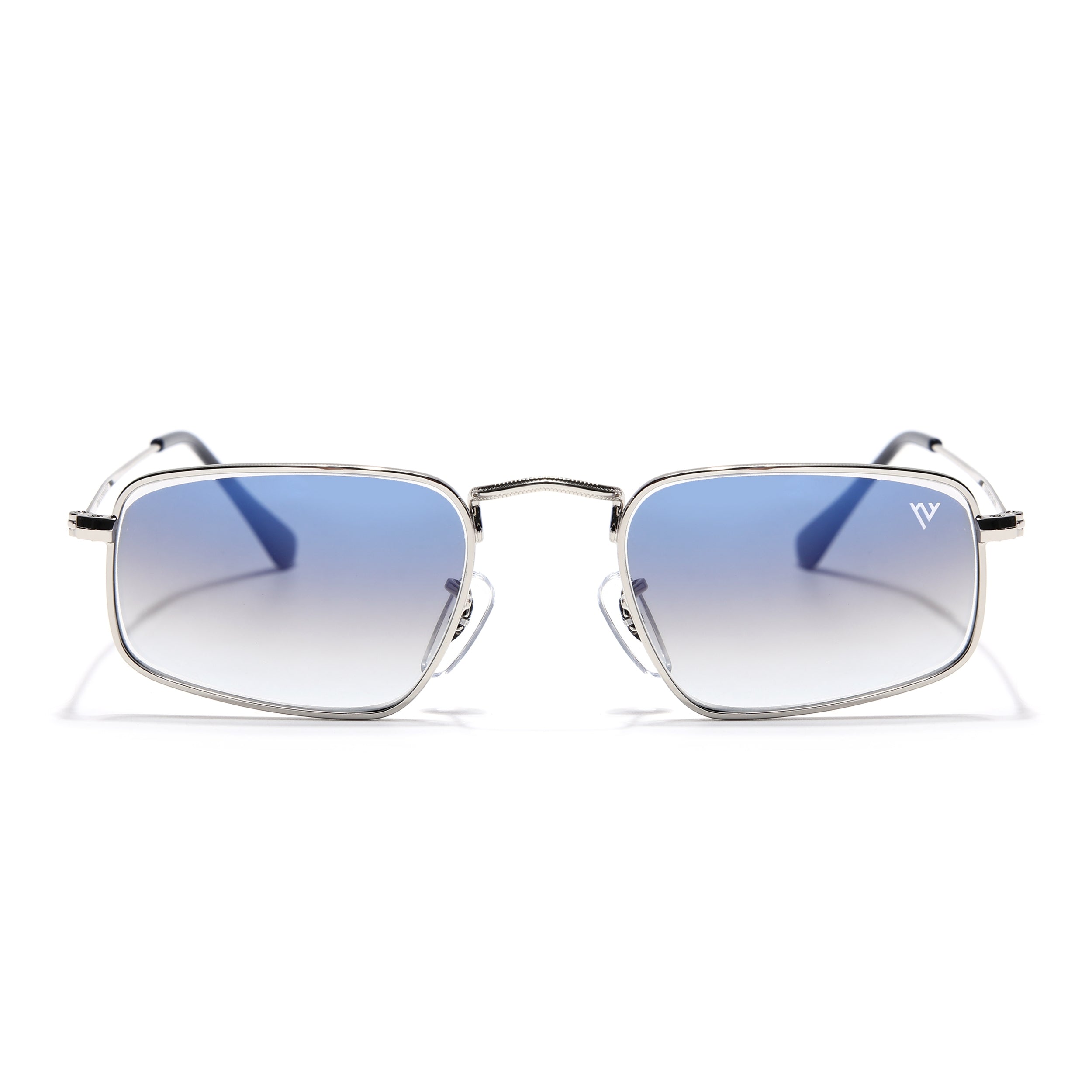 Rectangle Sunglasses for Men & Women (Blue & Clear Lens | Silver Frame - MG7555)