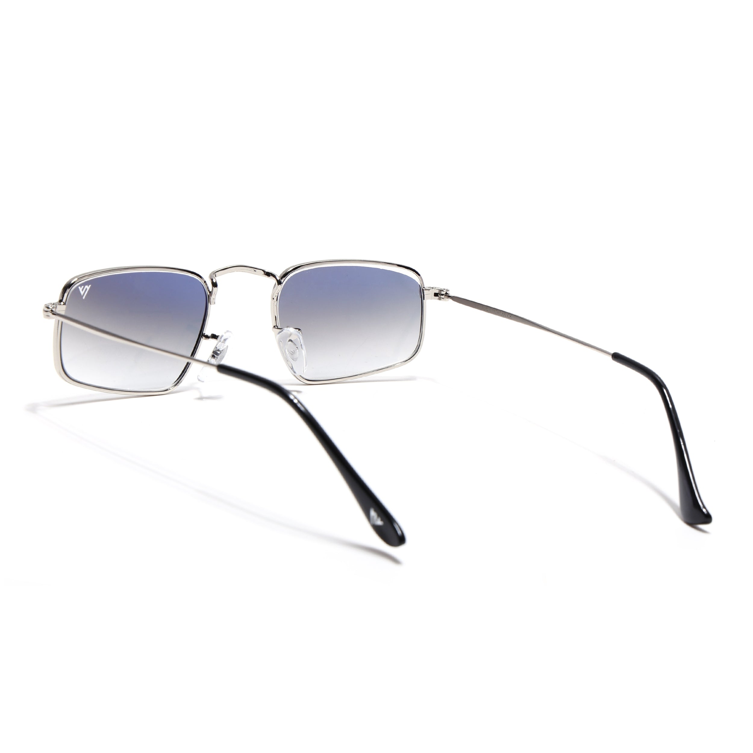 Rectangle Sunglasses for Men & Women (Blue & Clear Lens | Silver Frame - MG7555)