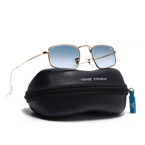 Malana | Grey & Clear Rectangle Sunglasses | Golden Frame - MG7556