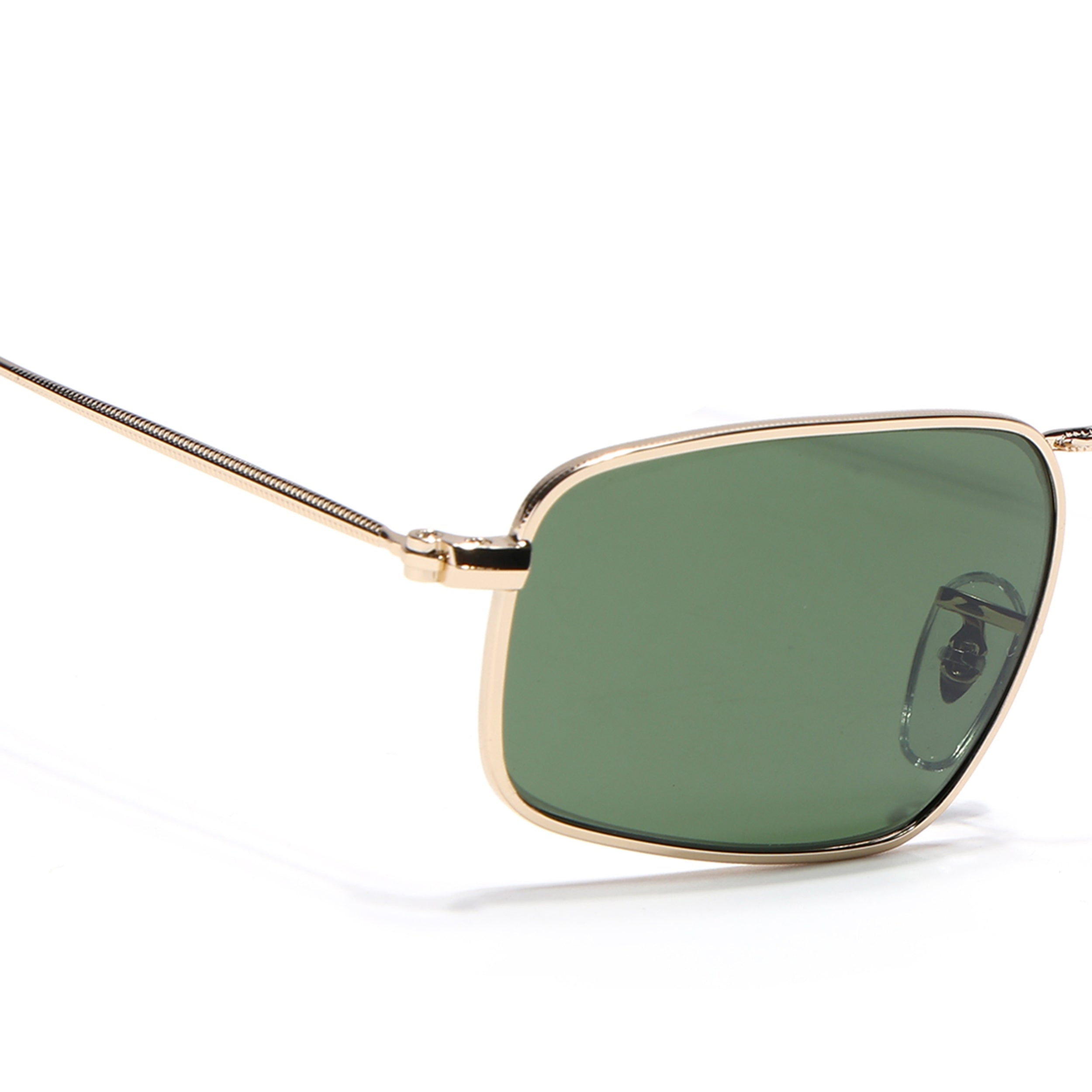 Rectangle Sunglasses for Men & Women (Olive Lens | Golden Frame - MG7557)