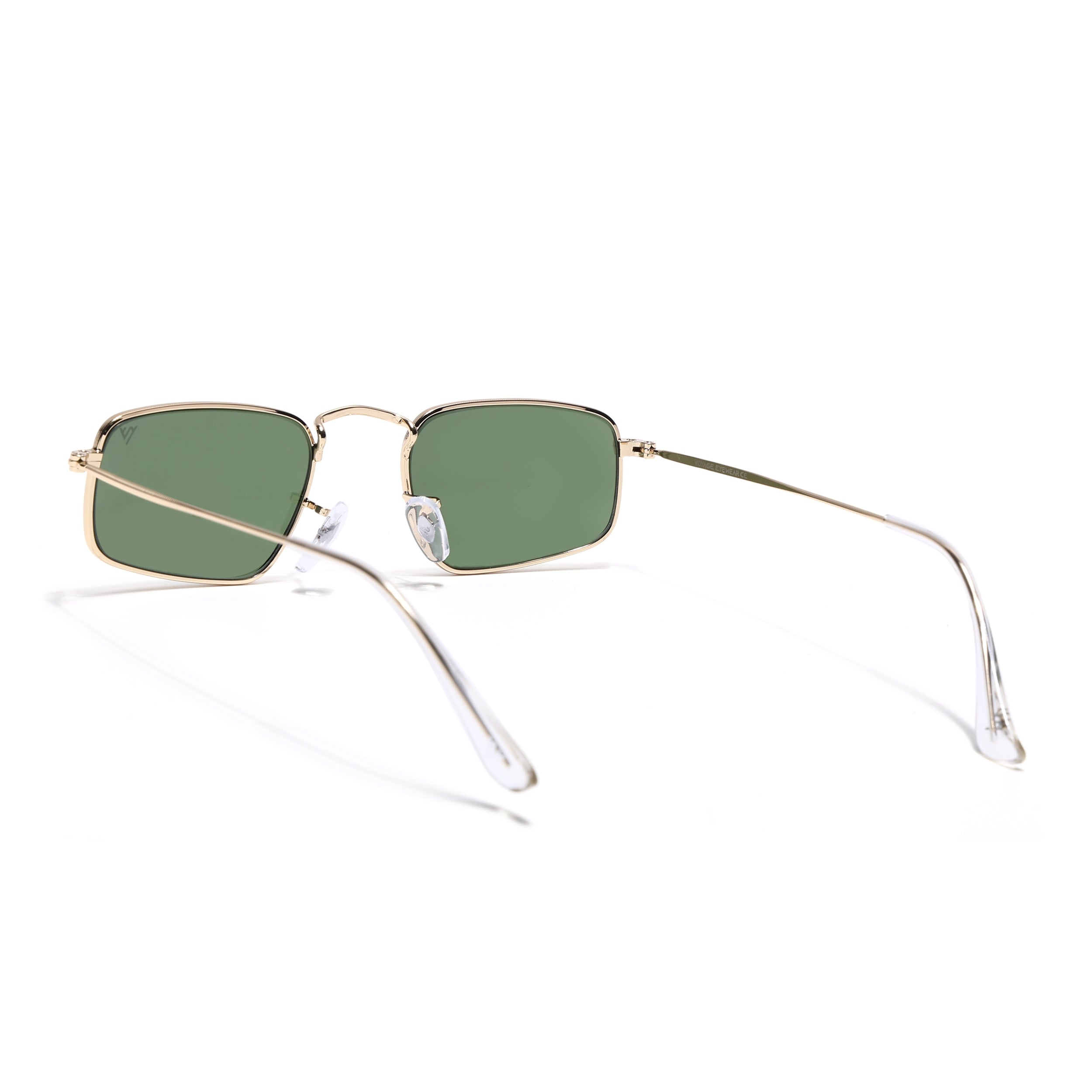 Rectangle Sunglasses for Men & Women (Olive Lens | Golden Frame - MG7557)