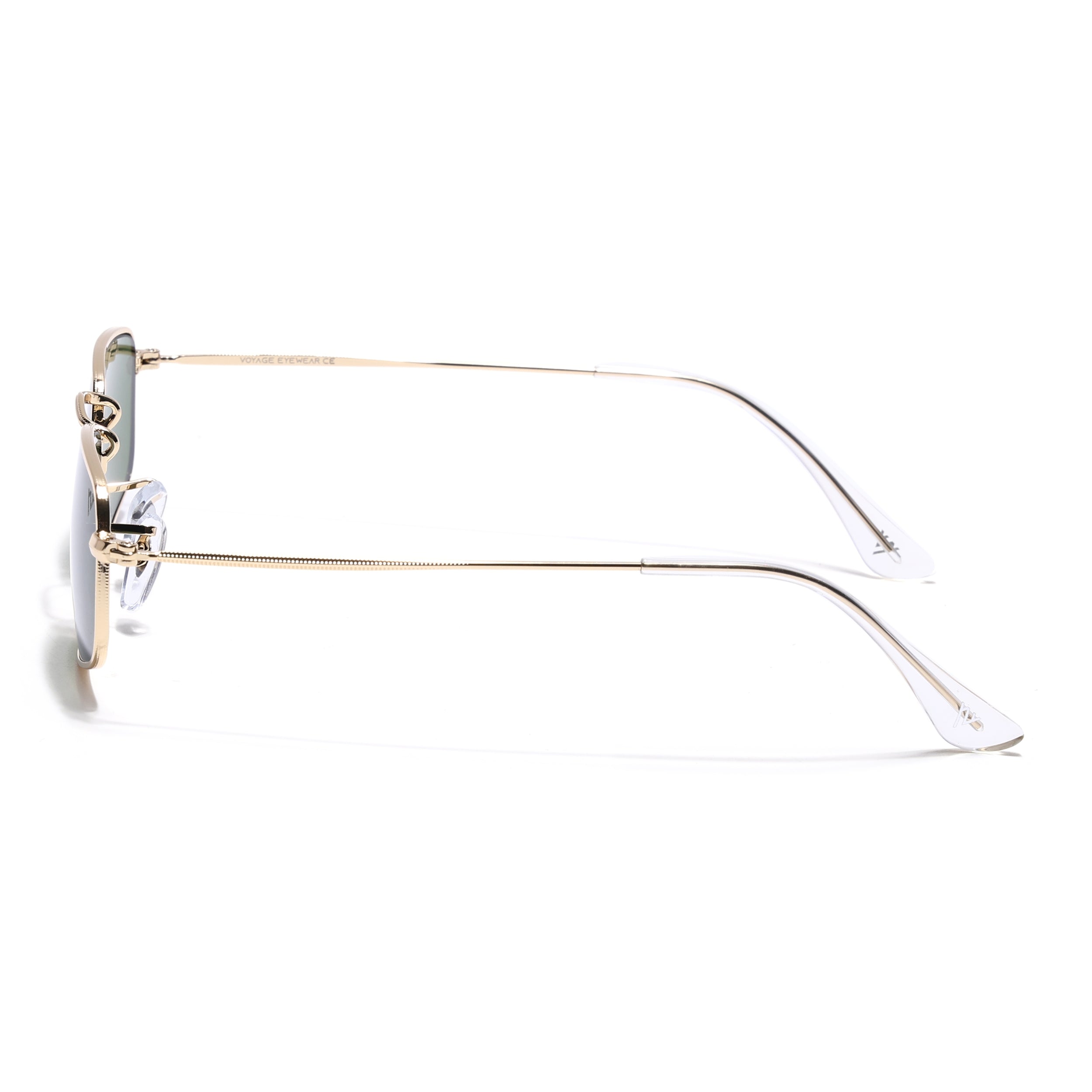 Rectangle Sunglasses for Men & Women (Olive Lens | Golden Frame - MG7557)