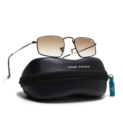 Malana |  Brown & Clear Rectangle Sunglasses| Brown Frame - MG7558