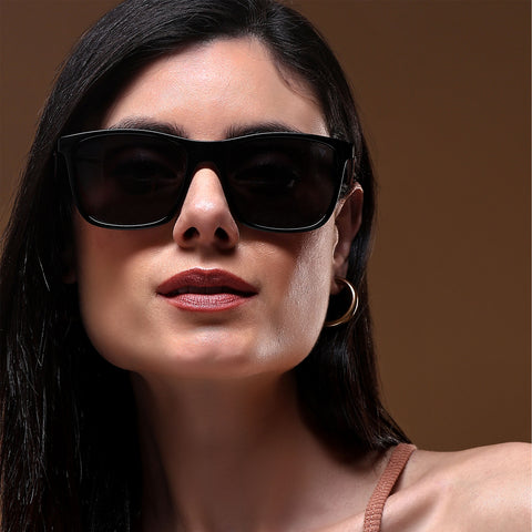 Square Polarized Sunglasses (Black Lens | Black Frame - PMG4812)