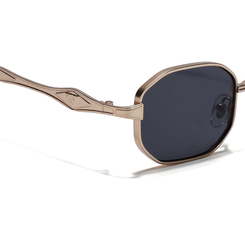 Monarch | Black Hexagonal Sunglasses | Golden Frame - MG7826