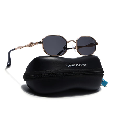 Monarch | Black Hexagonal Sunglasses | Golden Frame - MG7826