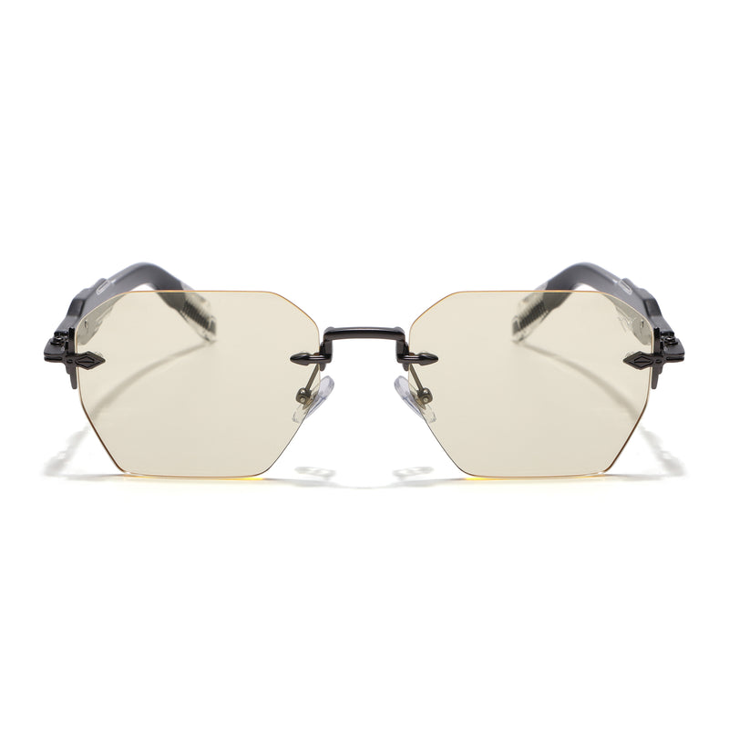 Hawk | Yellow Rimless Sunglasses | Gun Metal Frame - MG9129