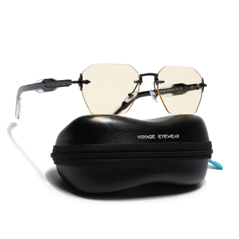 Hawk | Yellow Rimless Sunglasses | Gun Metal Frame - MG9129