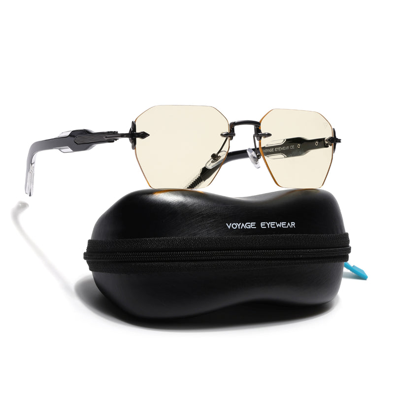 Hawk | Yellow Rimless Sunglasses | Gun Metal Frame - MG9129